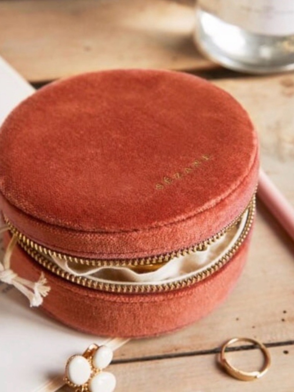 Sezane Dark Blush Jewelry Case NWT - Picture 2 of 7